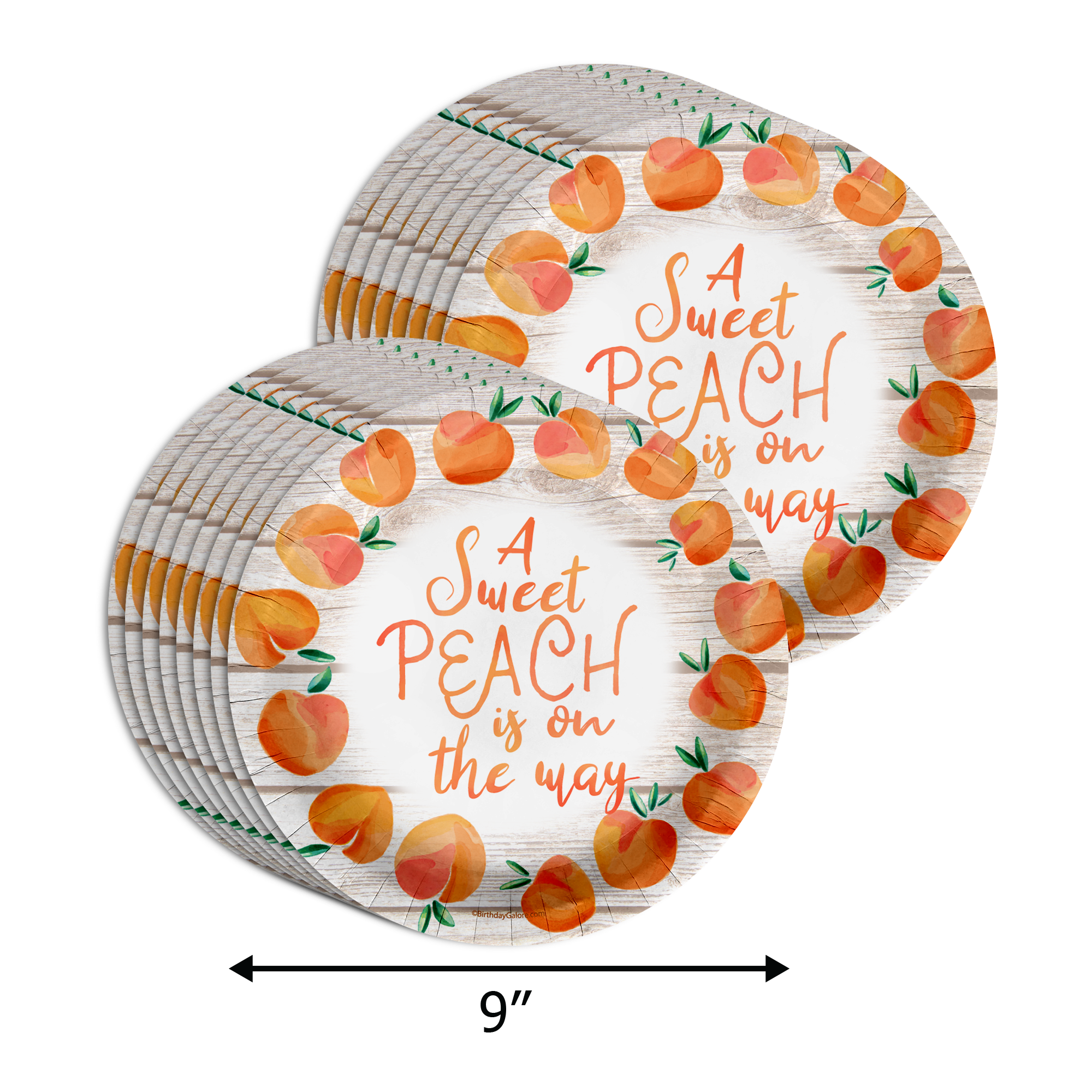 A Sweet Peach is on the Way Baby Shower Party Supplies 64 Piece Tableware Set Includes Large 9" Paper Plates Dessert Plates, Cups and Napkins Kit for 16