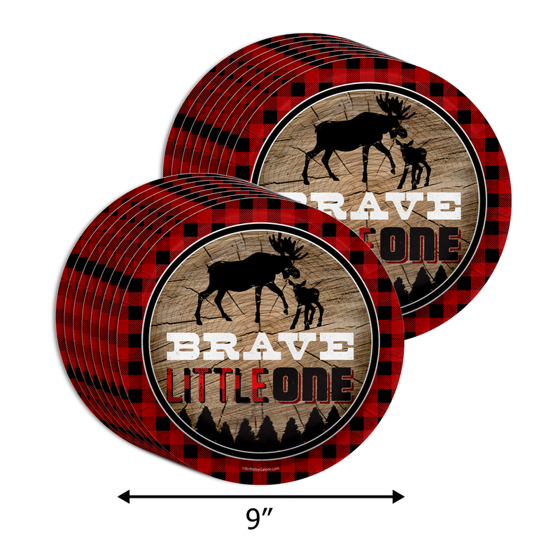 Brave Little One Buffalo Plaid 1st Birthday Party Tableware Kit For 16 Guests 64 Piece