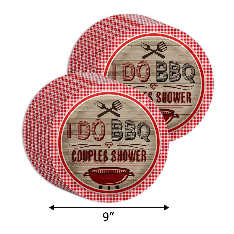 I Do BBQ Couples Shower Party Tableware Kit For 16 Guests 64 Piece
