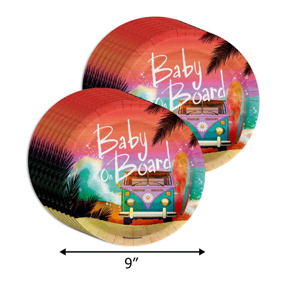 Baby on Board Baby Shower Party Supplies 64 Piece Tableware Set Includes Large 9" Paper Plates Dessert Plates, Cups and Napkins Kit for 16