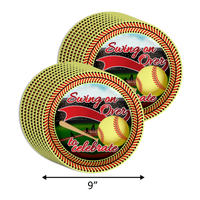 Softball Birthday Party Supplies 64 Piece Tableware Set Includes Large 9" Paper Plates Dessert Plates, Cups and Napkins Kit for 16