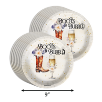 Boot and Bubbly Bridal Shower Party Supplies 64 Piece Tableware Set Includes Large 9" Paper Plates Dessert Plates, Cups and Napkins Kit for 16