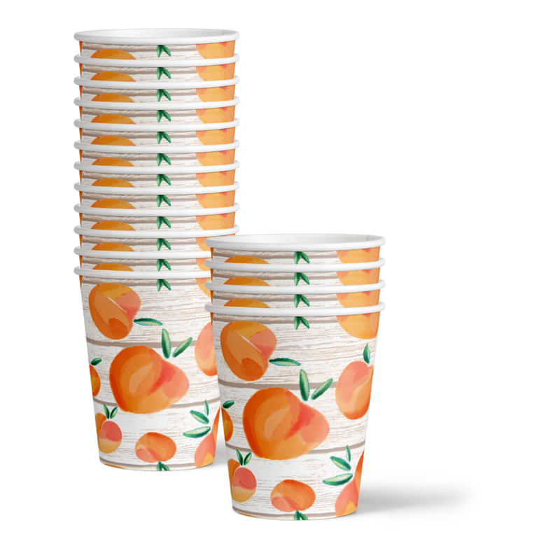 A Sweet Peach is on the Way Baby Shower Party Supplies 64 Piece Tableware Set Includes Large 9" Paper Plates Dessert Plates, Cups and Napkins Kit for 16