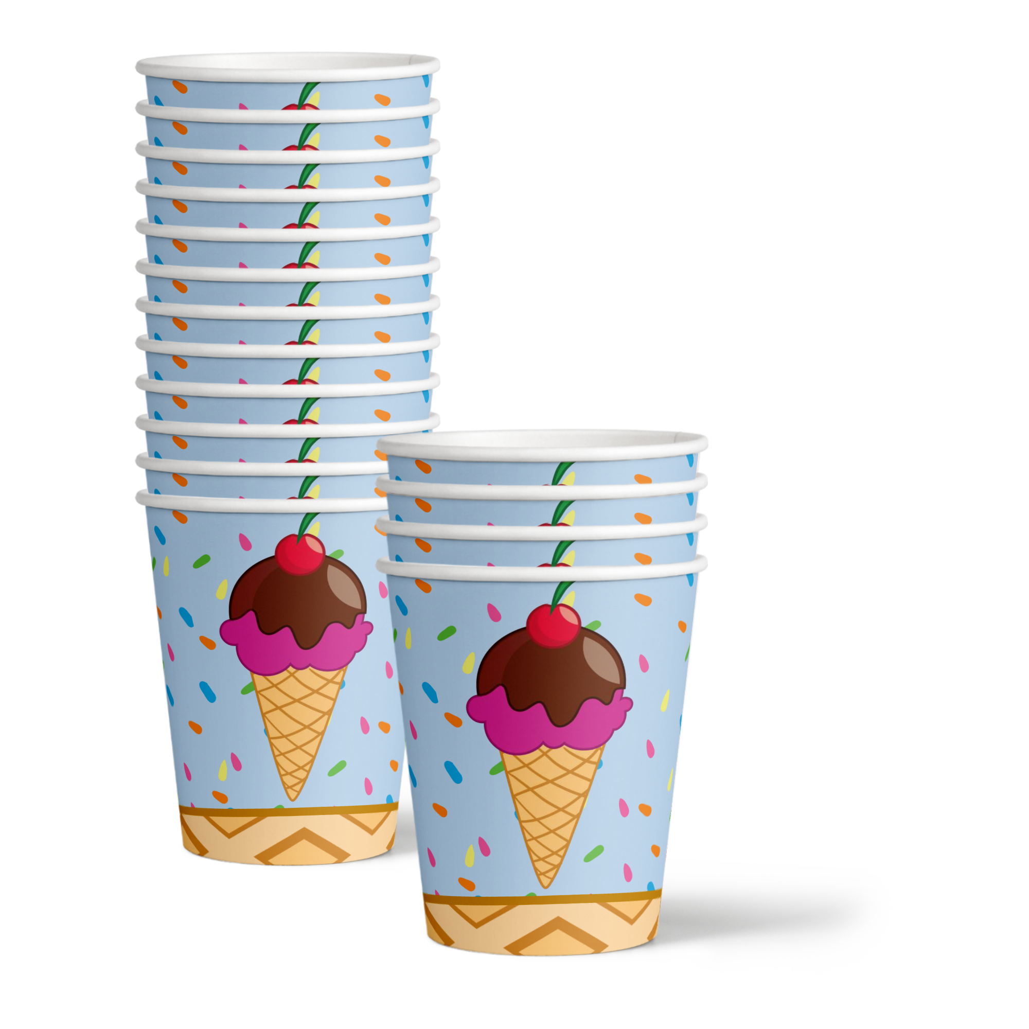 Girls 2nd Birthday Party Supplies - 2 Scoops Ice Cream Birthday Paper Plates - 64 Piece Tableware Set Includes Large 9" Paper Plates Dessert Plates, Cups and Napkins Kit for 16