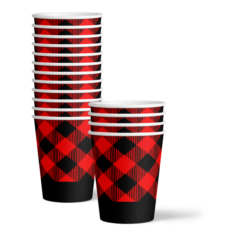 Red And Black Plaid Pattern Disposable Paper Cup For Birthday, Water Cup,  Juice Cup, Party Decor, Party Supplies, Holiday Decor, Holiday Supplies -  Temu