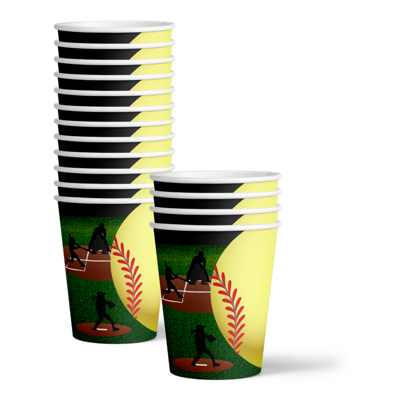 Softball 10th Birthday Party Supplies 64 Piece Tableware Set Includes Large 9" Paper Plates Dessert Plates, Cups and Napkins Kit for 16