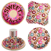 Girls 3rd Birthday Party Supplies - Sweet to Be Three Donut Birthday Paper Plates - 64 Piece Tableware Set Includes Large 9" Paper Plates Dessert Plates, Cups and Napkins Kit for 16