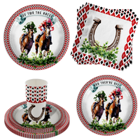 Off Two the Races Derby Day 2nd Birthday Party Supplies 64 Piece Tableware Set Includes Large 9" Paper Plates Dessert Plates, Cups and Napkins Kit for 16