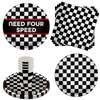 Need Four Speed Checkered Flag Racing 4th Birthday Party Supplies 64 Piece Tableware Set Includes Large 9" Paper Plates Dessert Plates, Cups and Napkins Kit for 16