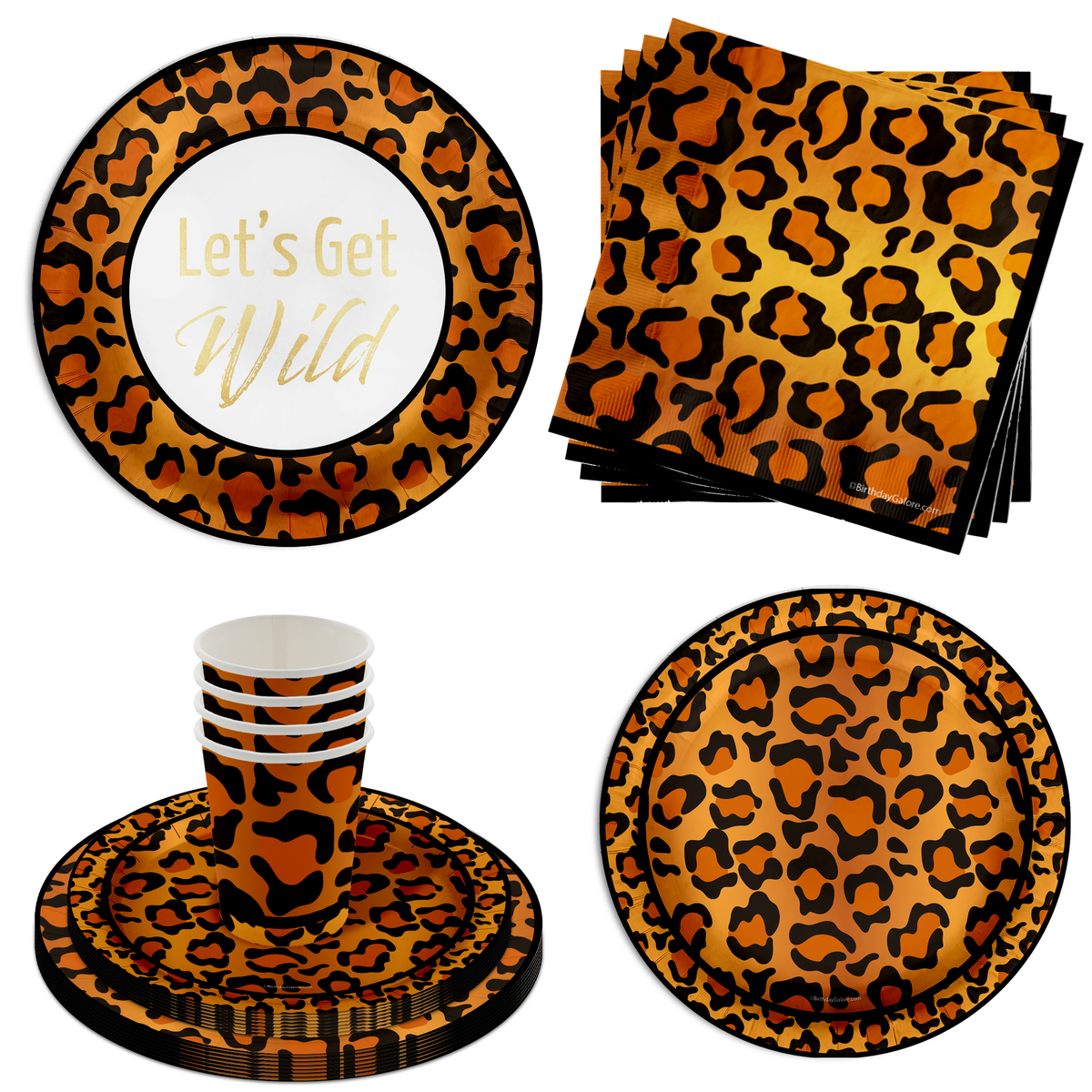 Let's Get Wild Leopard Print Birthday Party Tableware Kit