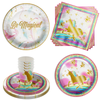 Gold Unicorn Birthday Party Tableware Kit For 16 Guests 64 Piece