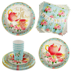 Tea for Three 3rd Birthday Party Supplies 64 Piece Tableware Set Includes Large 9" Paper Plates Dessert Plates, Cups and Napkins Kit for 16
