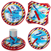 Up Up and Away Airplane Baby Shower Party Supplies 64 Piece Tableware Set Includes Large 9" Paper Plates Dessert Plates, Cups and Napkins Kit for 16