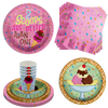 Girls 2nd Birthday Party Supplies - 2 Scoops Ice Cream Birthday Paper Plates - 64 Piece Tableware Set Includes Large 9" Paper Plates Dessert Plates, Cups and Napkins Kit for 16