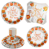 A Sweet Peach is on the Way Baby Shower Party Supplies 64 Piece Tableware Set Includes Large 9" Paper Plates Dessert Plates, Cups and Napkins Kit for 16