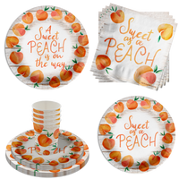 A Sweet Peach is on the Way Baby Shower Party Supplies 64 Piece Tableware Set Includes Large 9" Paper Plates Dessert Plates, Cups and Napkins Kit for 16