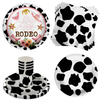 My First Rodeo Cow Print 1st Birthday Party Tableware Kit For 16 Guests 64 Piece