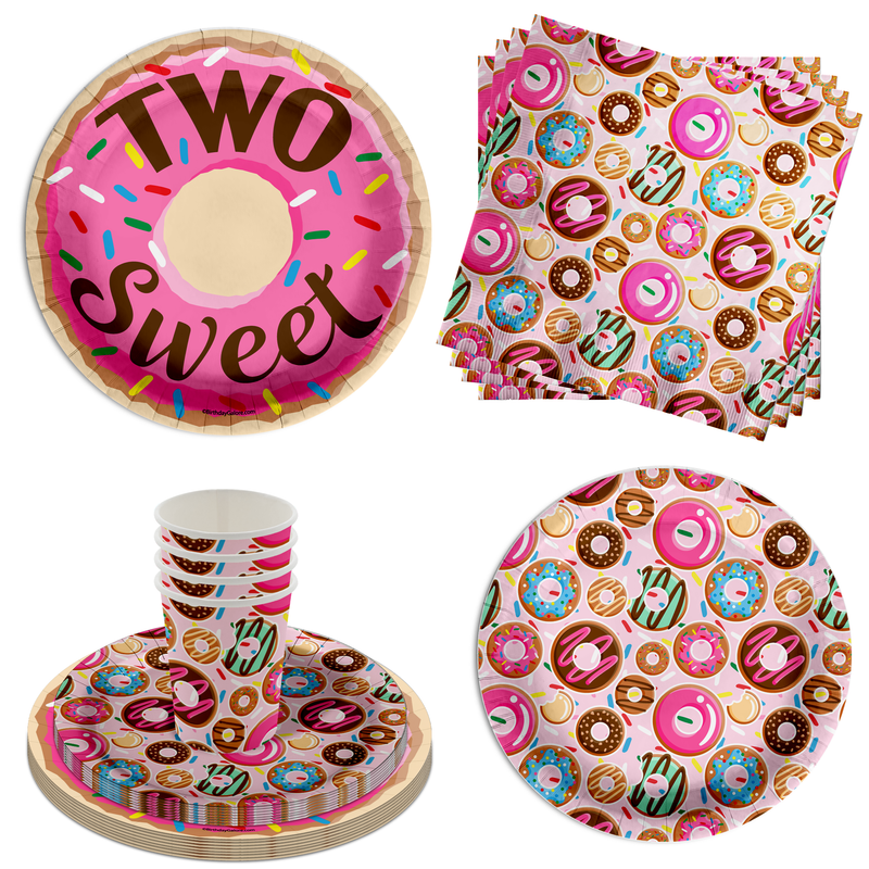 Two Sweet Donut 2nd Birthday Party Tableware Kit