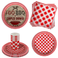 I Do BBQ Couples Shower Party Tableware Kit For 16 Guests 64 Piece