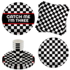 Catch Me I'm Three Checkered Flag Racing 3rd Birthday Party Supplies 64 Piece Tableware Set Includes Large 9" Paper Plates Dessert Plates, Cups and Napkins Kit for 16