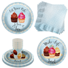 Have Your Cake and Eat it Two Cupcake 2nd Birthay Party Supplies 64 Piece Tableware Set Includes Large 9" Paper Plates Dessert Plates, Cups and Napkins Kit for 16