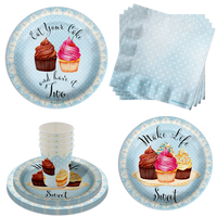 Have Your Cake and Eat it Two Cupcake 2nd Birthay Party Supplies 64 Piece Tableware Set Includes Large 9" Paper Plates Dessert Plates, Cups and Napkins Kit for 16