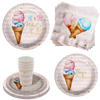 He or She Scoops Ice Cream Gender Reveal Party Supplies 64 Piece Tableware Set Includes Large 9" Paper Plates Dessert Plates, Cups and Napkins Kit for 16