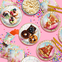 Gold Mermaid Birthday Party Tableware Kit For 16 Guests 64 Piece