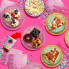 Girls 2nd Birthday Party Supplies - 2 Scoops Ice Cream Birthday Paper Plates - 64 Piece Tableware Set Includes Large 9" Paper Plates Dessert Plates, Cups and Napkins Kit for 16
