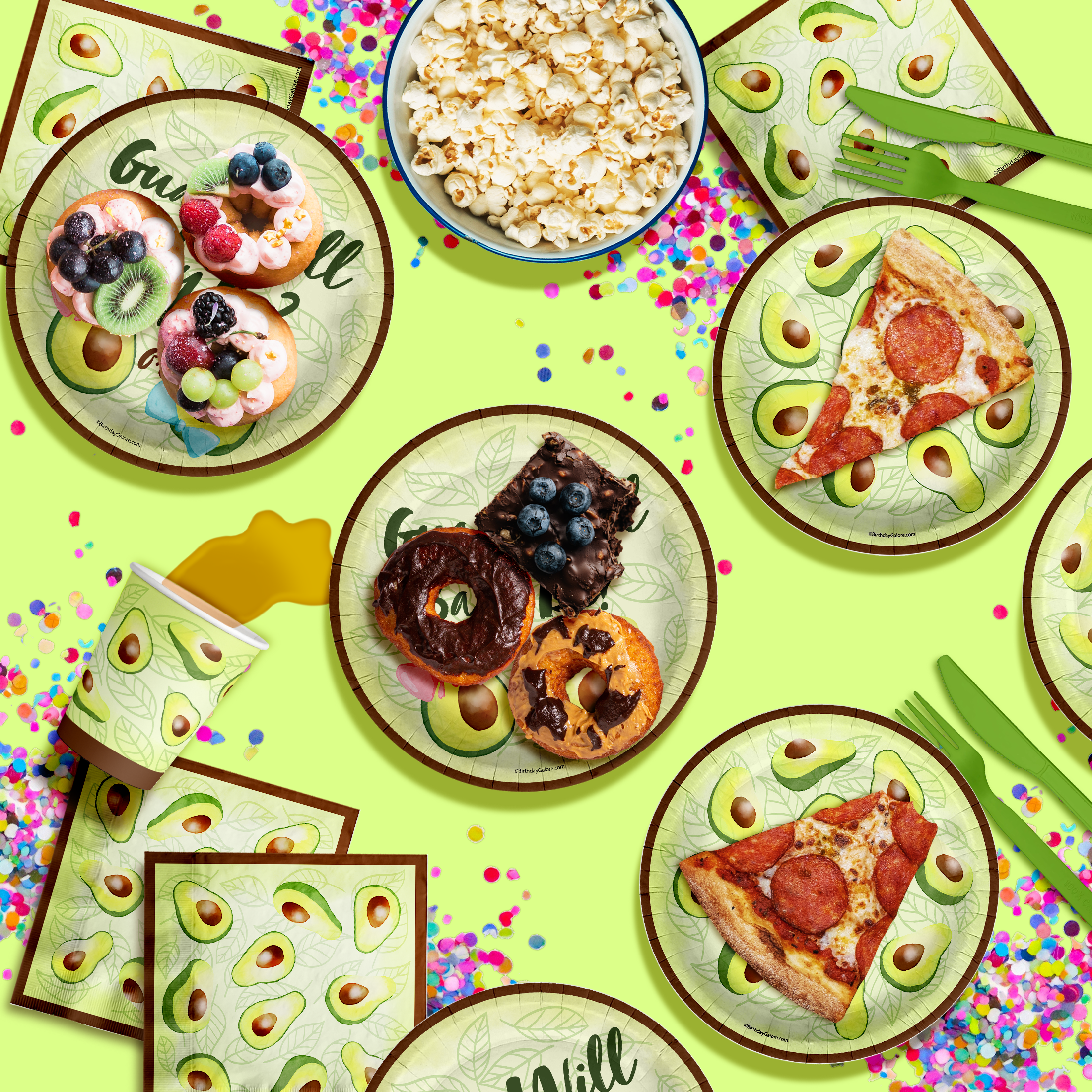 Guac Will Baby Be? Gender Reveal Party Tableware Kit For 16 Guests 64 Piece