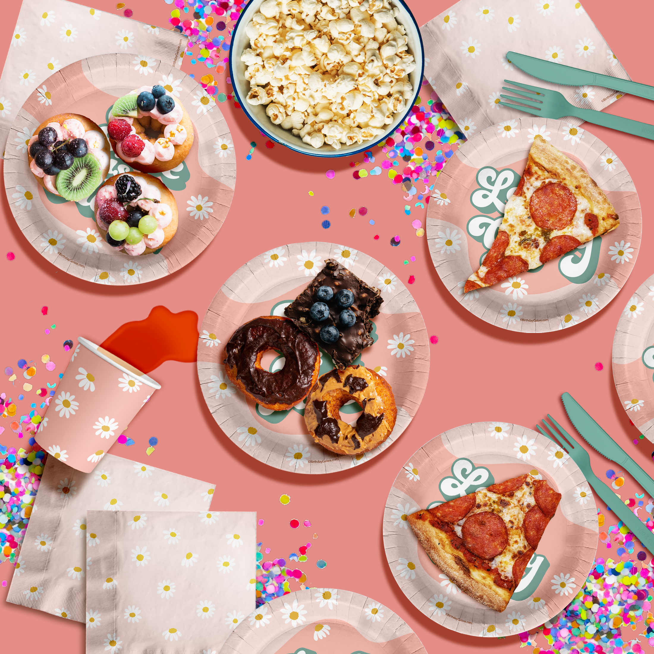 Let's Get Groovy Five is a Vibe Birthday Party Tableware Kit For 16 Guests 64 Piece
