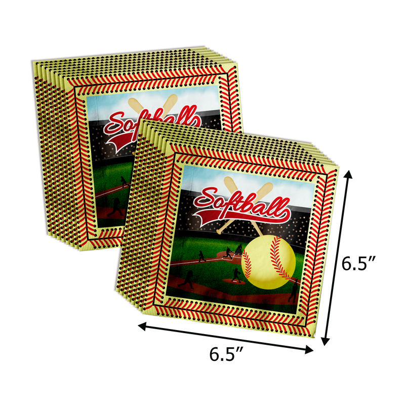 Softball 8th Birthday Party Supplies 64 Piece Tableware Set Includes Large 9" Paper Plates Dessert Plates, Cups and Napkins Kit for 16