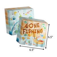 Ofishally 1 Fishing 1st Birthday Party Supplies 64 Piece Tableware Set Includes Large 9" Paper Plates Dessert Plates, Cups and Napkins Kit for 16