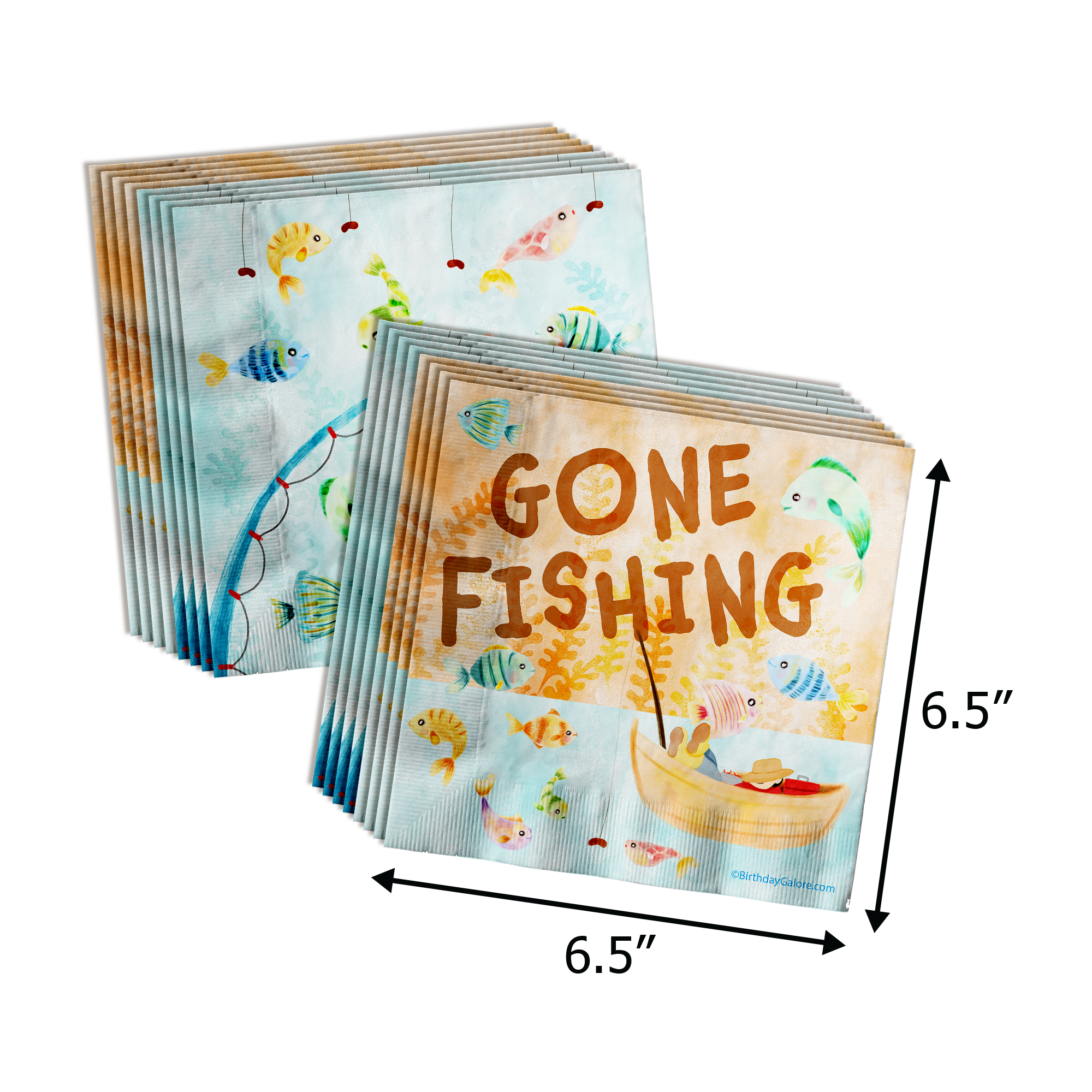 Ofishally 1 Fishing 1st Birthday Party Supplies 64 Piece Tableware Set Includes Large 9" Paper Plates Dessert Plates, Cups and Napkins Kit for 16