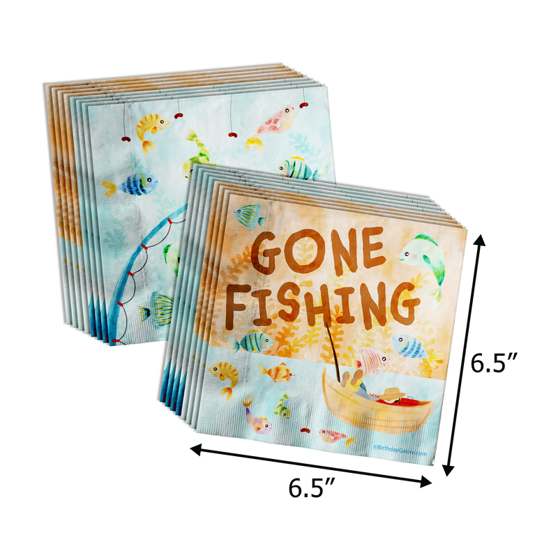 Ofishally 1 Fishing 1st Birthday Party Supplies 64 Piece Tableware Set Includes Large 9" Paper Plates Dessert Plates, Cups and Napkins Kit for 16