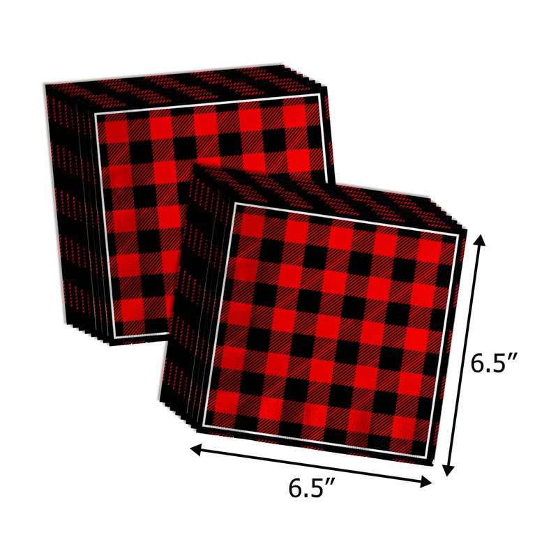 Timber They've Fallen In Love Buffalo Plaid Jack and Jill Party Tableware Kit For 16 Guests 64 Piece