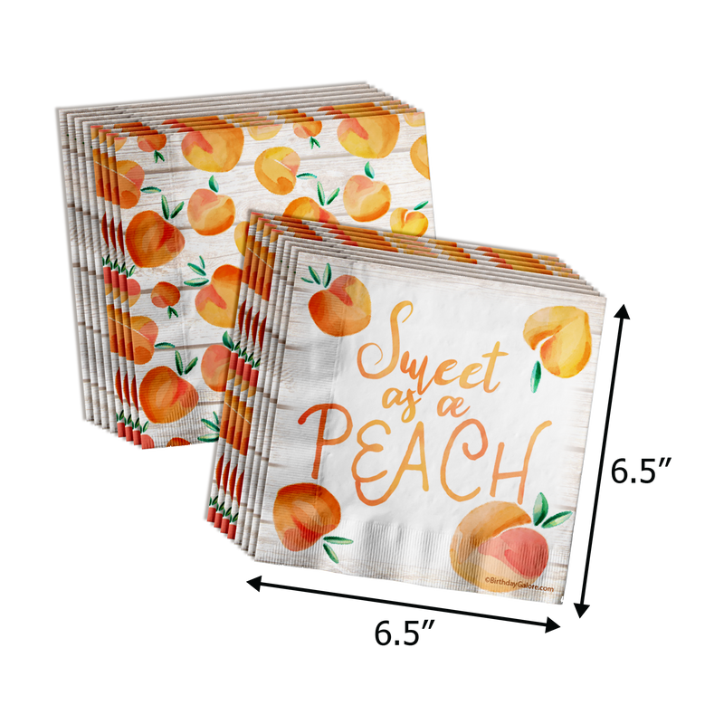 A Sweet Peach is on the Way Baby Shower Party Supplies 64 Piece Tableware Set Includes Large 9" Paper Plates Dessert Plates, Cups and Napkins Kit for 16