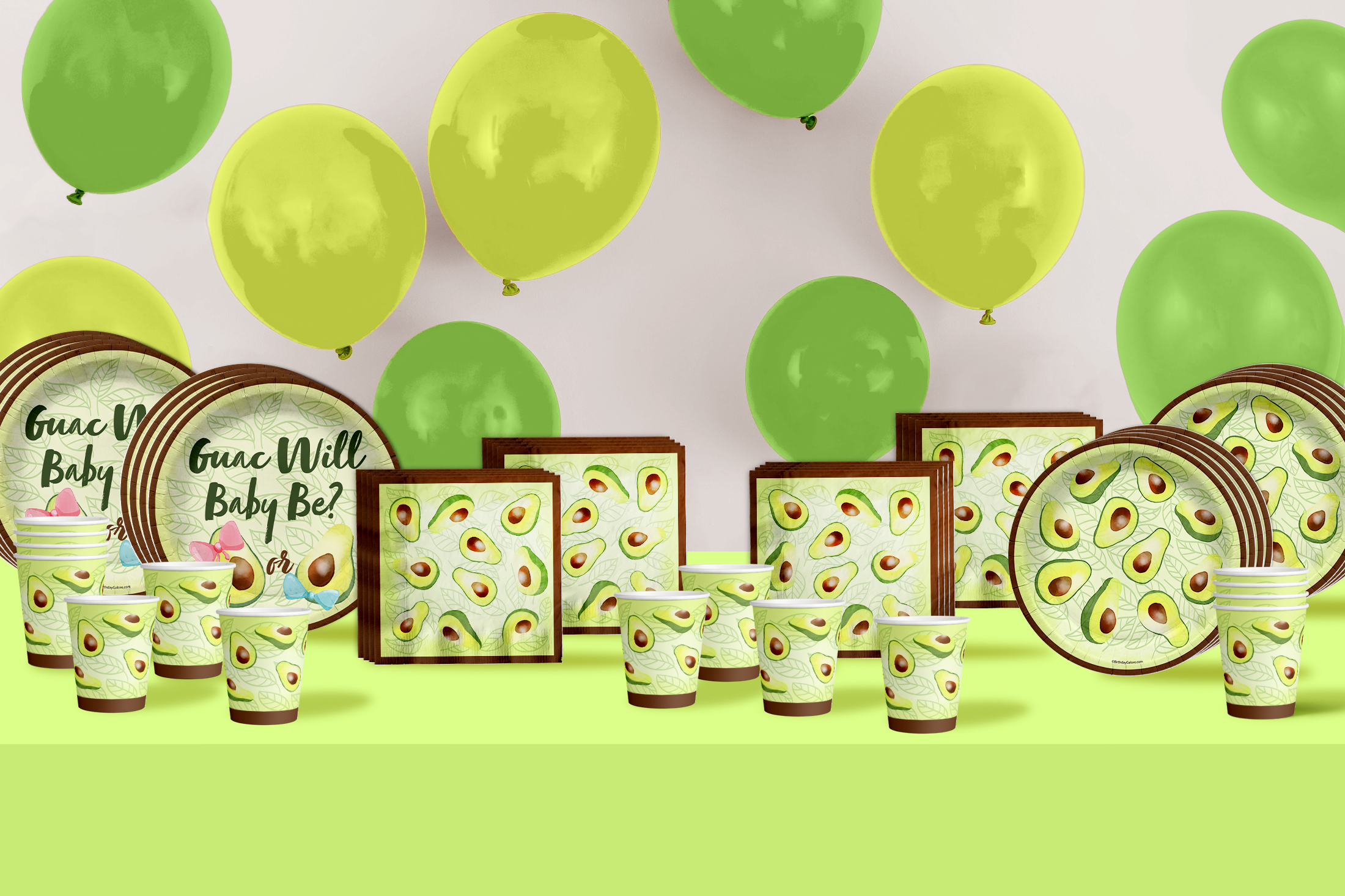 Guac Will Baby Be? Gender Reveal Party Tableware Kit For 16 Guests 64 Piece