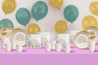 Rainbows Birthday Party Tableware Kit For 16 Guests