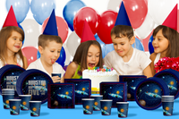Houston we Have a Five Year Old Space 5th Birthday Party Tableware Kit For 16 Guests 64 Piece