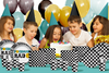 Fourever Rad Smiley Face 4th Birthday Party Supplies 64 Piece Tableware Set Includes Large 9" Dinner Plate and Small Dessert Plates Cups and Napkins Tableware Kit for 16