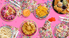 Girls 4th Birthday Party Supplies - Fourever Sweet Donut Birthday Paper Plates - 64 Piece Tableware Set Includes Large 9" Paper Plates Dessert Plates, Cups and Napkins Kit for 16