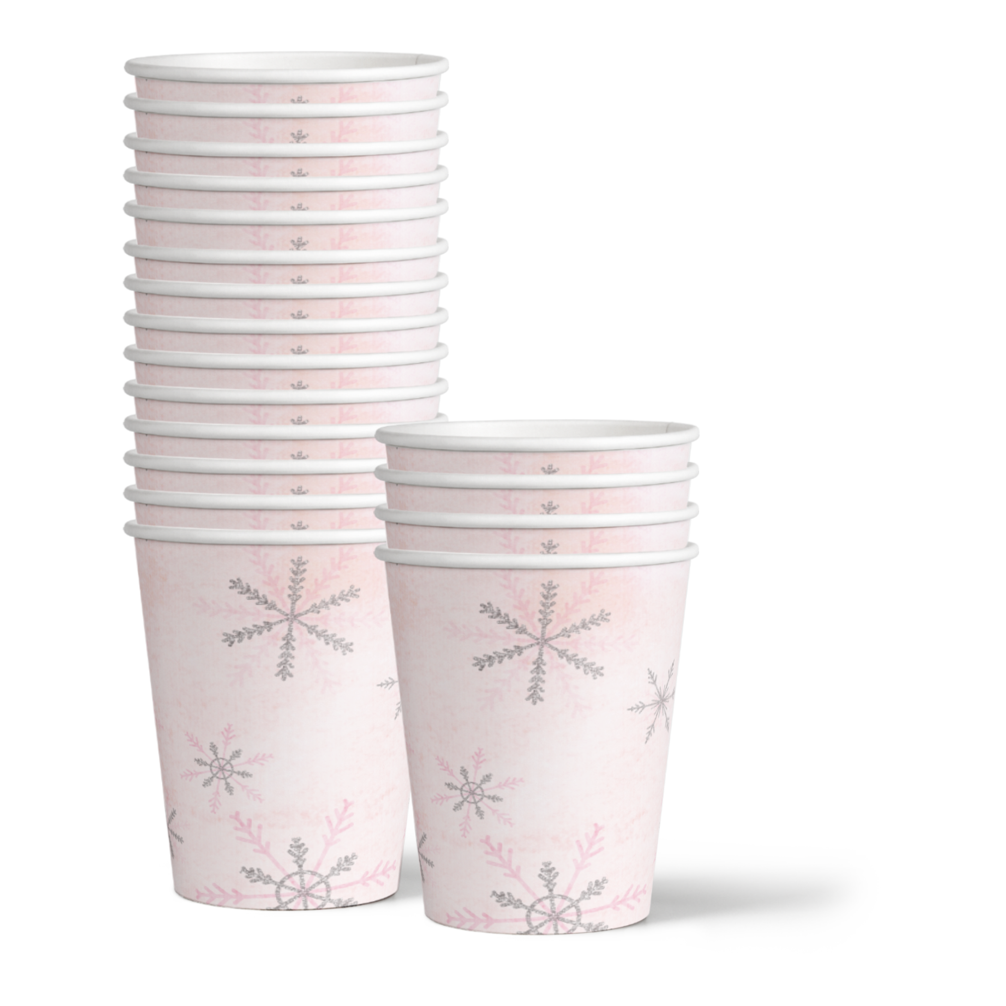 Pink and Silver Lidded Snowflake Cups - Stesha Party - birthday