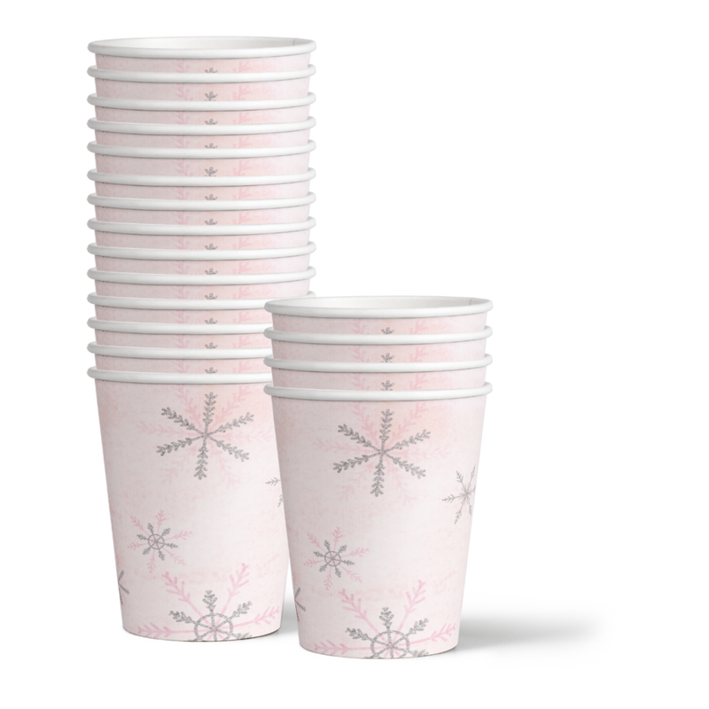 Pink Snowflake Winter Onederland 1st Birthday Party Tableware Kit For 16 Guests 64 Piece