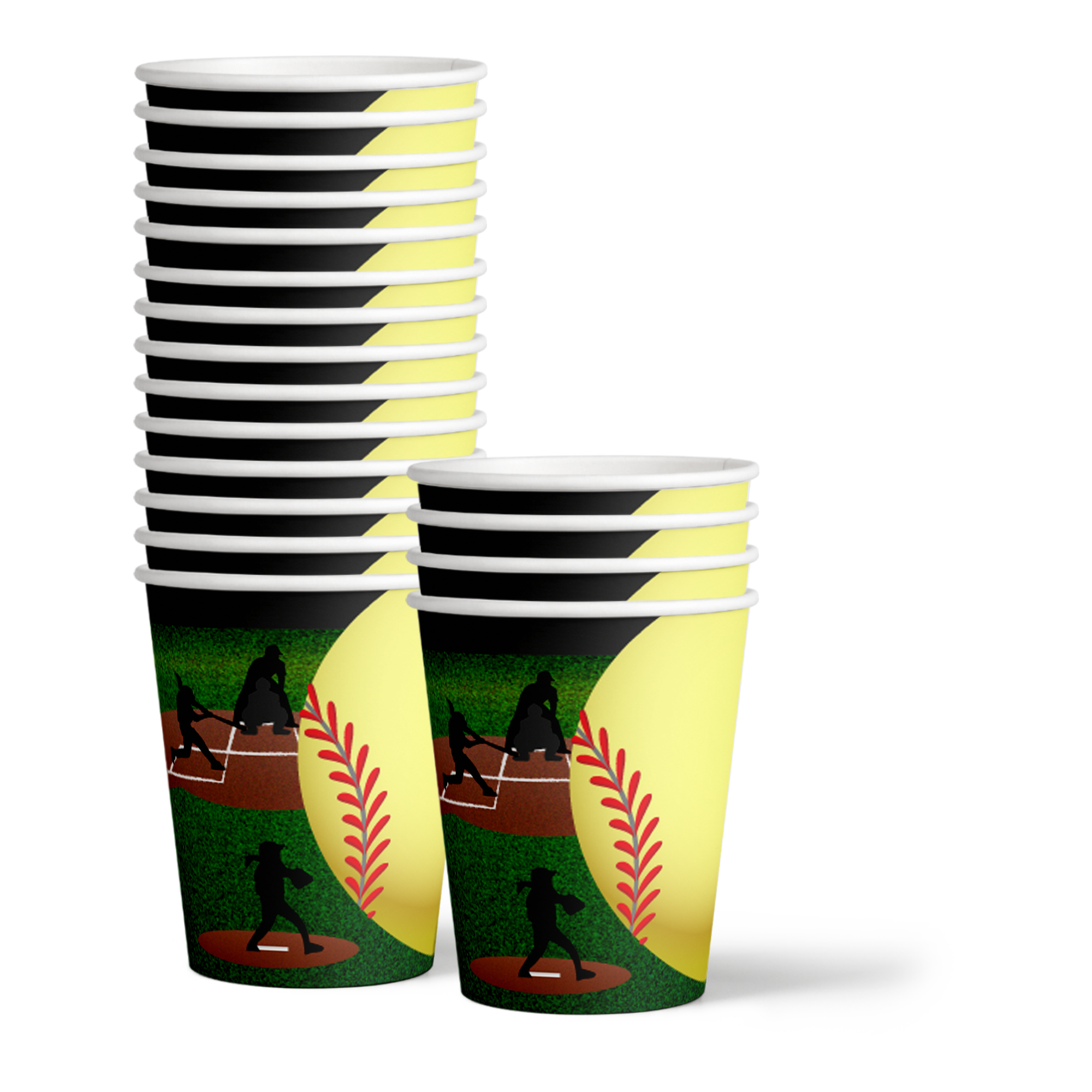Softball 8th Birthday Party Supplies 64 Piece Tableware Set Includes Large 9" Paper Plates Dessert Plates, Cups and Napkins Kit for 16