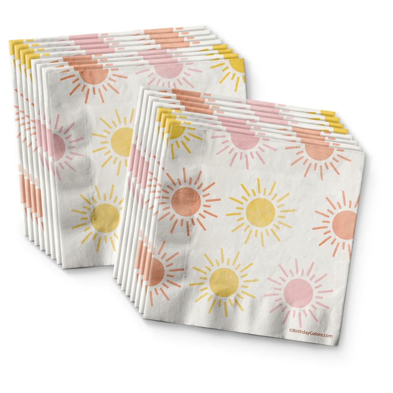 Hello Sunshine Pink Birthday Party Tableware Kit For 16 Guests