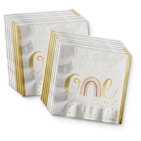 Isn't She Onederful Rainbow 1st Birthday Party Tableware Kit For 16 Guests