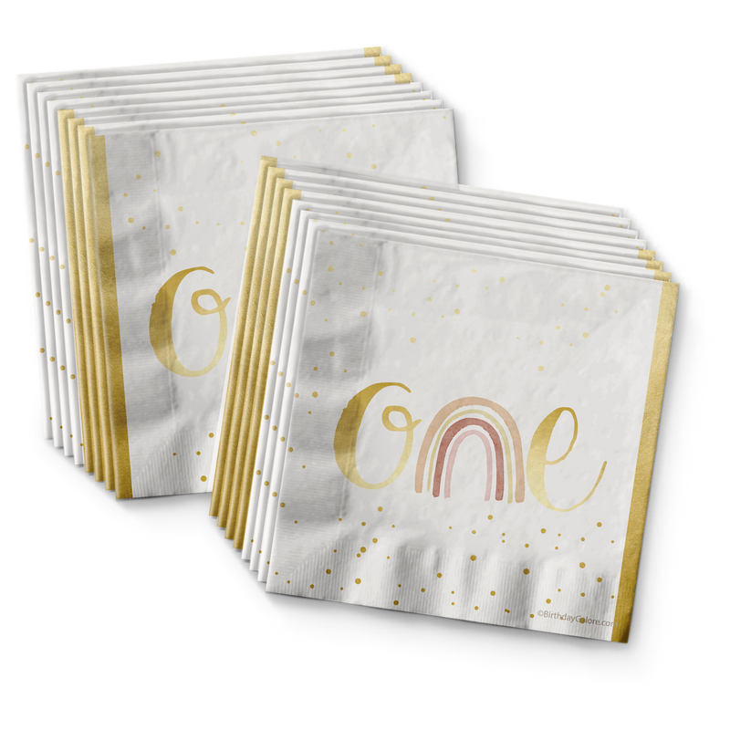 Isn't She Onederful Rainbow 1st Birthday Party Tableware Kit For 16 Guests