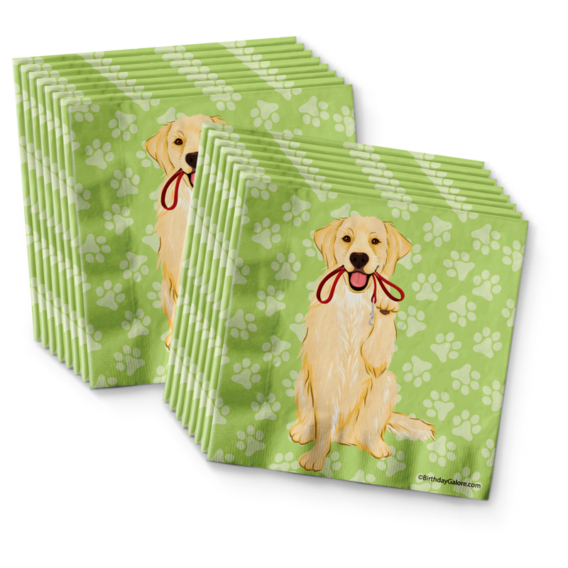 Golden Retriever Birthday Party Tableware Kit For 16 Guests