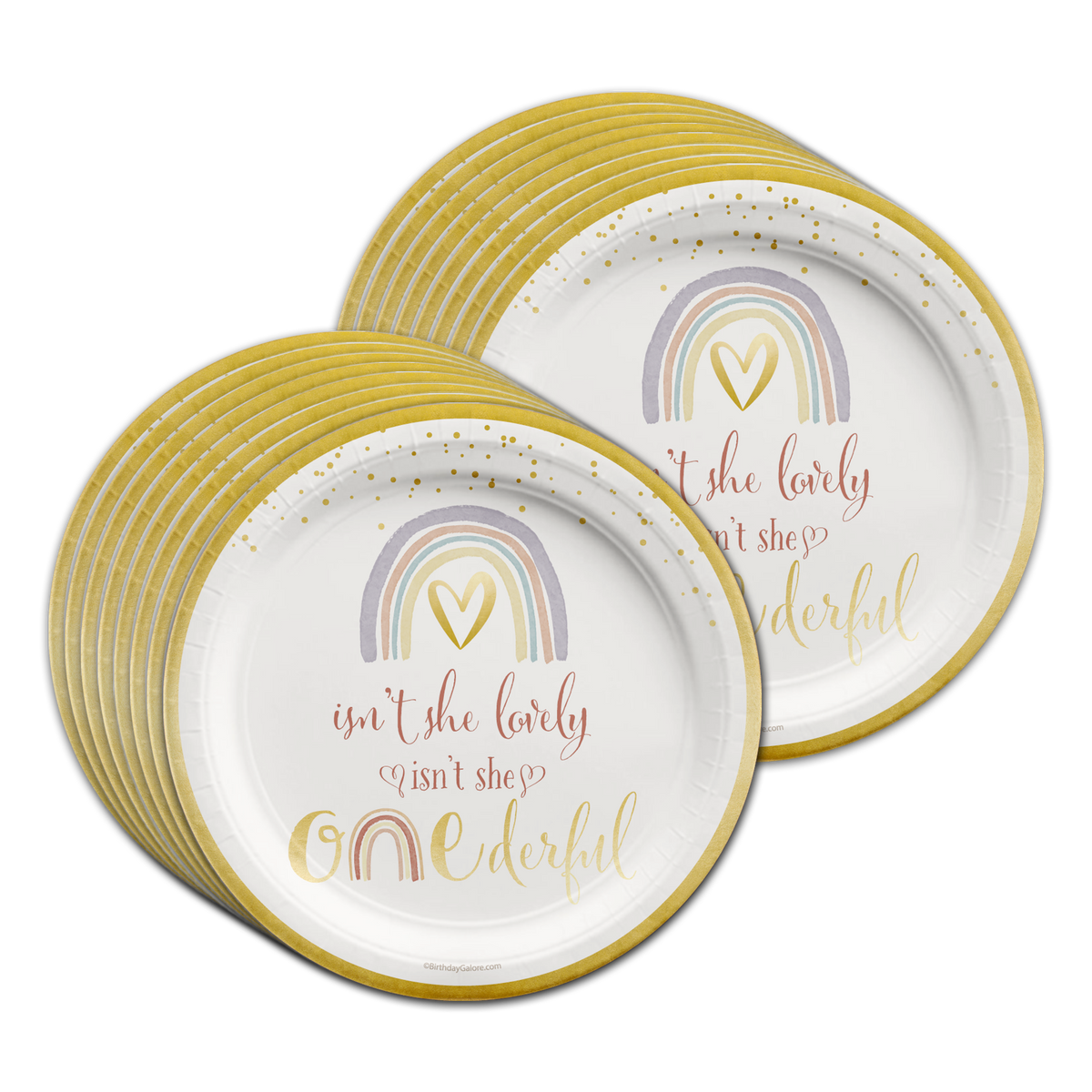 Isn't She Onederful Rainbow 1st Birthday Party Tableware Kit For 16 Guests